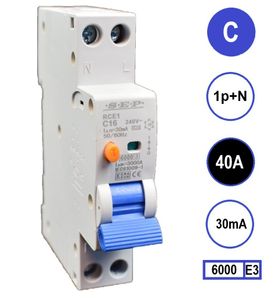 Aardlekautomaat 40A C Kar 30mA 18mm breed Kema Keur 230V automaat en aardlek in een module
