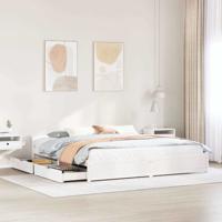 Bedframe zonder matras massief grenenhout wit 180x200 cm