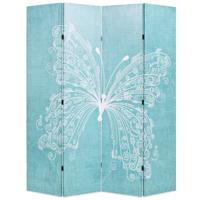 Kamerscherm inklapbaar vlinder 160x170 cm blauw