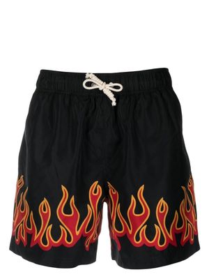 Palm Angels short de bain à imprimé flamme - Noir