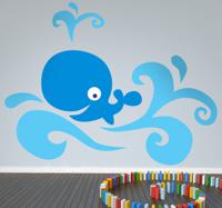 Sticker kinderkamer vrolijke walvis