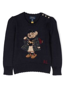 POLO RALPH LAUREN KIDS sweat en coton à motif intarsia - Bleu