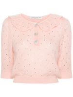 Alessandra Rich blouse crop à ornements en cristal - Rose - thumbnail