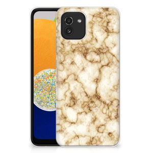 Samsung Galaxy A03 TPU Siliconen Hoesje Marmer Goud