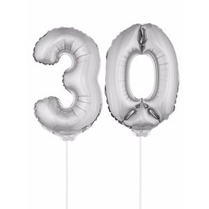 Zilveren 30 jaar opblaasbaar ballon 41 cm