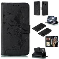 Feather patroon Litchi textuur horizontale Flip lederen draagtas met portemonnee & houder & kaartsleuven voor Galaxy A40 (zwart)