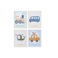 Schilderij Home ESPRIT Geel Blauw Canvas 30 x 1,8 x 40 cm (4 Stuks)