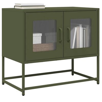 Tv-meubel 68x39x60,5 cm koudgewalst staal olijfgroen