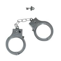 Politie speelgoed handboeien - grijs - kunststof - incl sleutel - verkleed accessoires - thumbnail