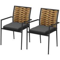 Outsunny Moderne Zwarte Tuinstoelen - Weerbestendige Buitenstoelen voor Terras - Afmetingen 57 x 58 x 87 cm
