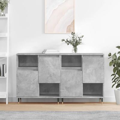 Dressoirs 2 st bewerkt hout betongrijs
