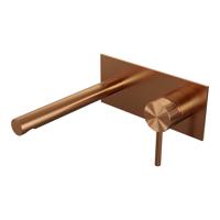 BRAUER Stripe Inbouw Wastafelmengkraan - rechte uitloop en afdekplaat model A1 - koper geborsteld PVD 5-GK-330
