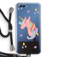 Roze eenhoorn: Honor 10 Transparant Hoesje met koord