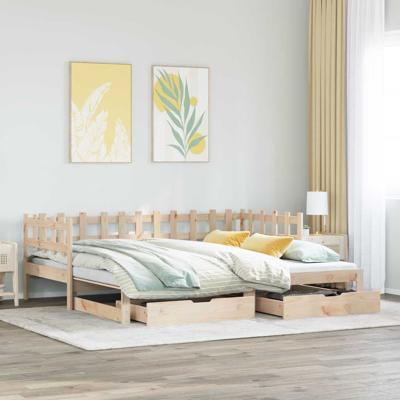 Slaapbank met onderschuifbed en lades zonder matras 90x200 cm