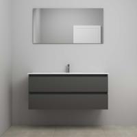 On-Line Badkamermeubelset - 120 cm - Voorgemonteerd - Porseleinen Wastafel - 1 Kraangat - Spiegel - Mat Antraciet