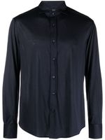 Brunello Cucinelli chemise en soie mélangée à manches longues - Bleu