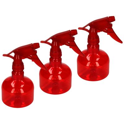 Plasticforte Waterverstuiver/plantenspuit - 3x stuks - 330 ml - rood - schoonmaakspuiten