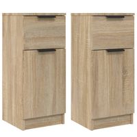 The Living Store Dressoir - Sonoma Eiken - 30 x 30 x 70 cm - Met deur en lade - thumbnail