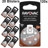 120 Stuks - Rayovac Acoustic HA312 / 312 / PR41 / ZL3 180mAh 1.4V gehoorapparaat batterij - thumbnail