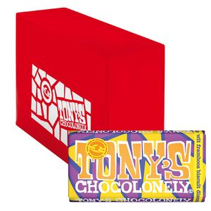 Tony&apos;s Chocolonely - Wit framboos biscuit discodip - 15x 180g