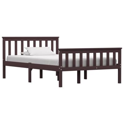 Bedframe massief grenenhout donkerbruin 120x200 cm