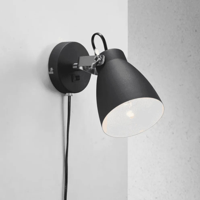 Wandlamp zwart Nordlux &apos;Largo&apos; stekker E27 fitting modern met schakelaar