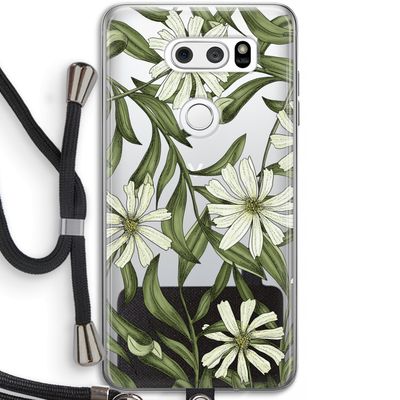 Wit bloemenpatroon: LG V30 Transparant Hoesje met koord