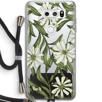 Wit bloemenpatroon: LG V30 Transparant Hoesje met koord