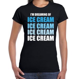 Dreaming of ice cream fun t-shirt zwart voor dames