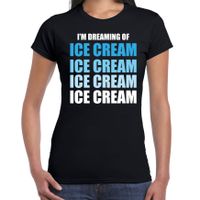 Dreaming of ice cream fun t-shirt zwart voor dames - thumbnail