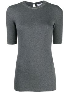 Brunello Cucinelli top en maille à manches courtes - Gris