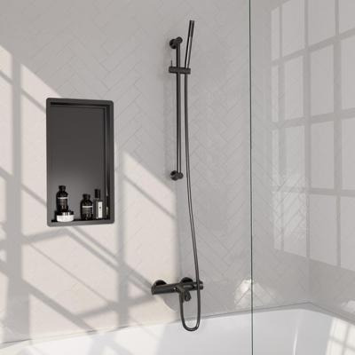 BRAUER Stripe Baddouche Thermostaatkraan - SET 01 - opbouw - glijstang - staaf handdouche - doucheslang - gunmetal geborsteld PVD 5-GM-340