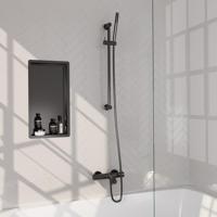 BRAUER Stripe Baddouche Thermostaatkraan - SET 01 - opbouw - glijstang - staaf handdouche - doucheslang - gunmetal geborsteld PVD 5-GM-340