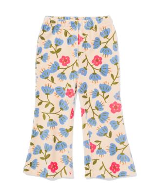 HEMA Babylegging flared rib velours bloemen ecru (ecru)