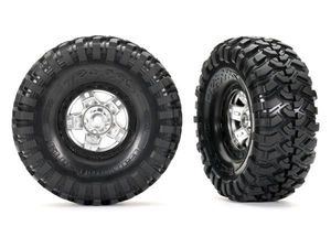 Traxxas - Tires and wheels satin chrome, assembled, glued (TRX-4 Sport) 1.9 (2) (TRX-8179X)