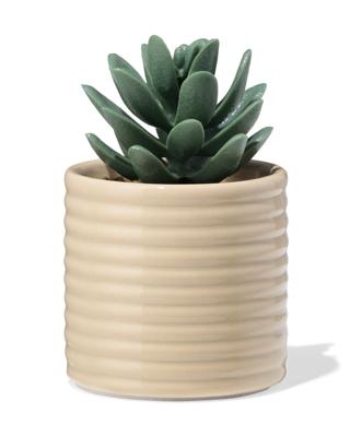 051 Bloempot ⌀7x6.6cm Keramiek Ribbels Beige