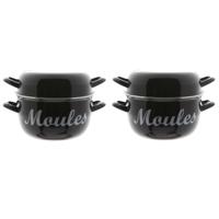 Cosy and Trendy Mosselpan - 4x stuks - emaille - 24 cm - Moules - mosselpot - mosselen koken