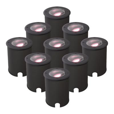 Set van 9 Lilly - Smart LED Grondspot - IP67 waterdicht - 5,5 Watt 345 Lumen - Kantelbaar - Overrijdbaar - Rond - Wifi + Bluetooth - RGBWW - GU10 - Google Home, Amazon Alexa en Siri - Zwart