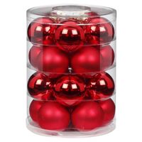 20x stuks glazen kerstballen rood mix 6 cm glans en mat - Kerstbal - thumbnail