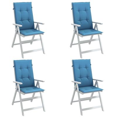 VidaXL Stoelkussens 4 st hoge rug 120x50x4 cm stof gemêleerd blauw