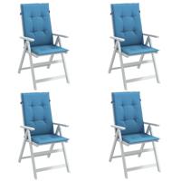 VidaXL Stoelkussens 4 st hoge rug 120x50x4 cm stof gemêleerd blauw