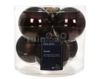 Kerstballen Glas Ø8cm Truffel Zwart 6st - thumbnail