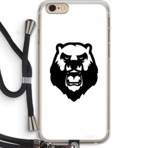 Angry Bear (white): iPhone 6 PLUS / 6S PLUS Transparant Hoesje met koord