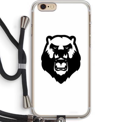 Angry Bear (white): iPhone 6 PLUS / 6S PLUS Transparant Hoesje met koord