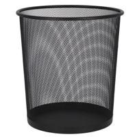 Kantoor prullenbak - 9 liter - zwart - metaal - papiermand - 19 x 23 x 27 cm