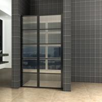 BWS Nisdeur INDUS met Vast Paneel 130x200 cm 8 mm NANO Glas Omkeerbaar Mat Zwart Boss & Wessing