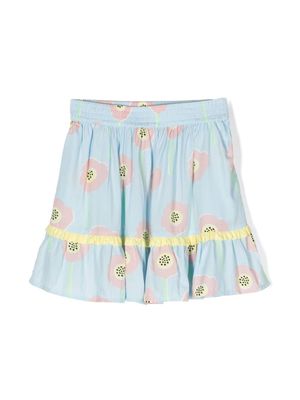 Stella McCartney Kids jupe volantée à fleurs - Bleu