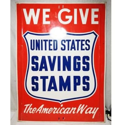We Give United States Saving Stamps The American Way Metalen Bord - Origineel