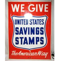 We Give United States Saving Stamps The American Way Metalen Bord - Origineel