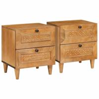 Nachtkastje 2 pcs Lichtbruin 40 x 33 x 46 cm massief mangohout
